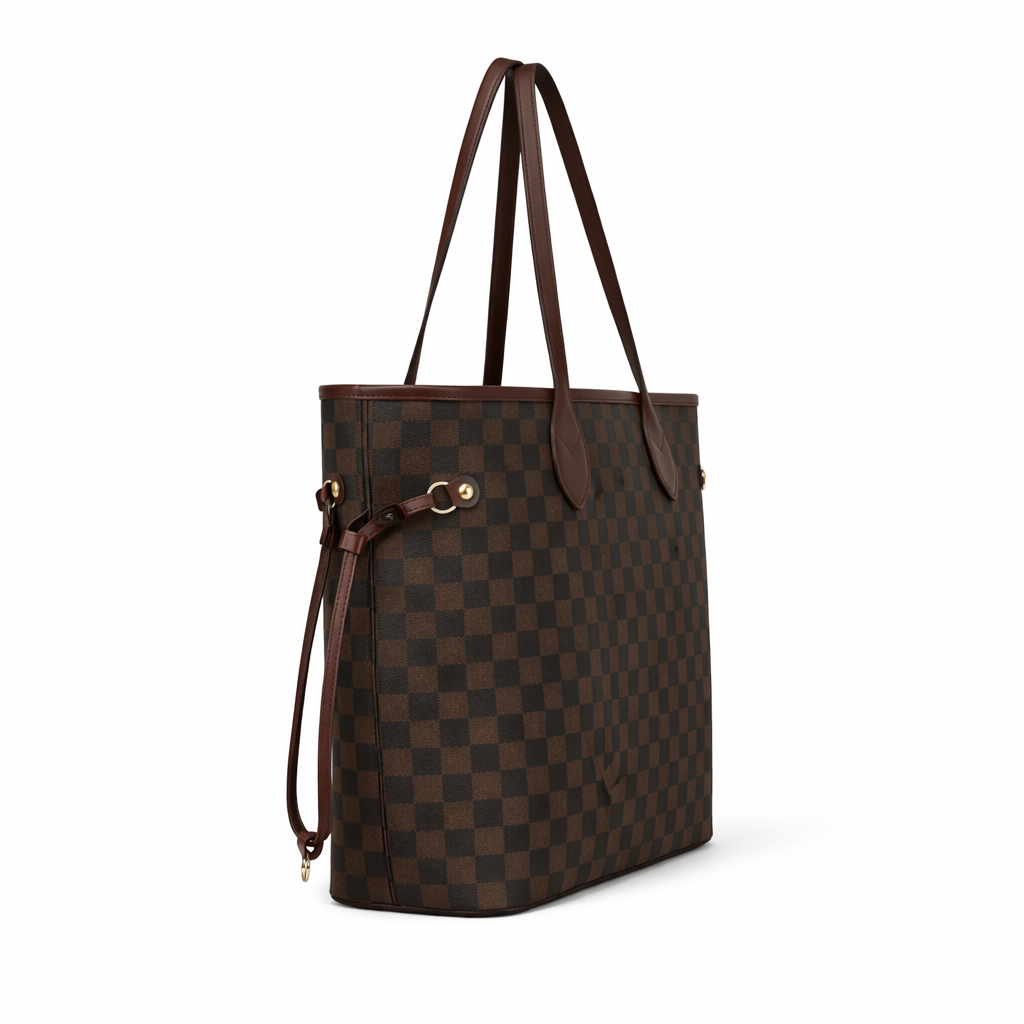 Classic Brown Checkered Tote Bag