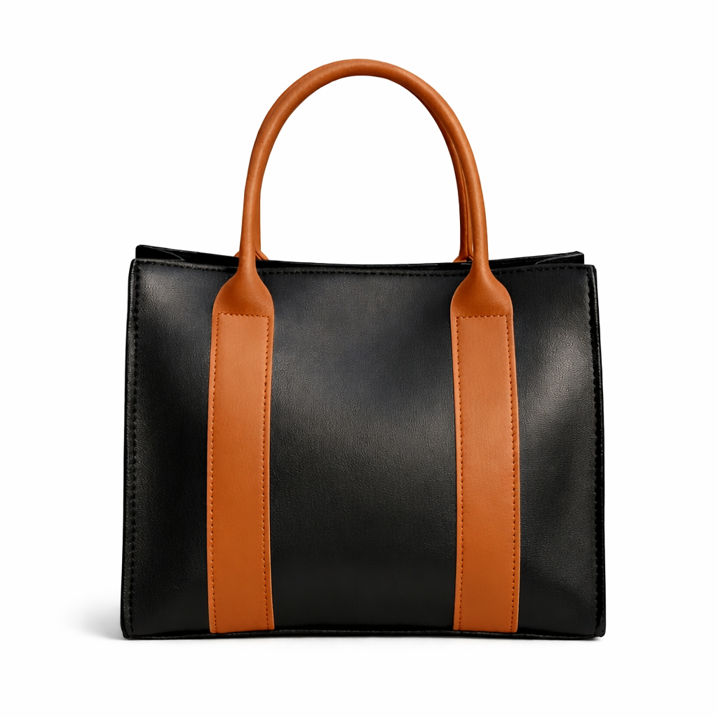 Black Handbag With Two Tone Straps