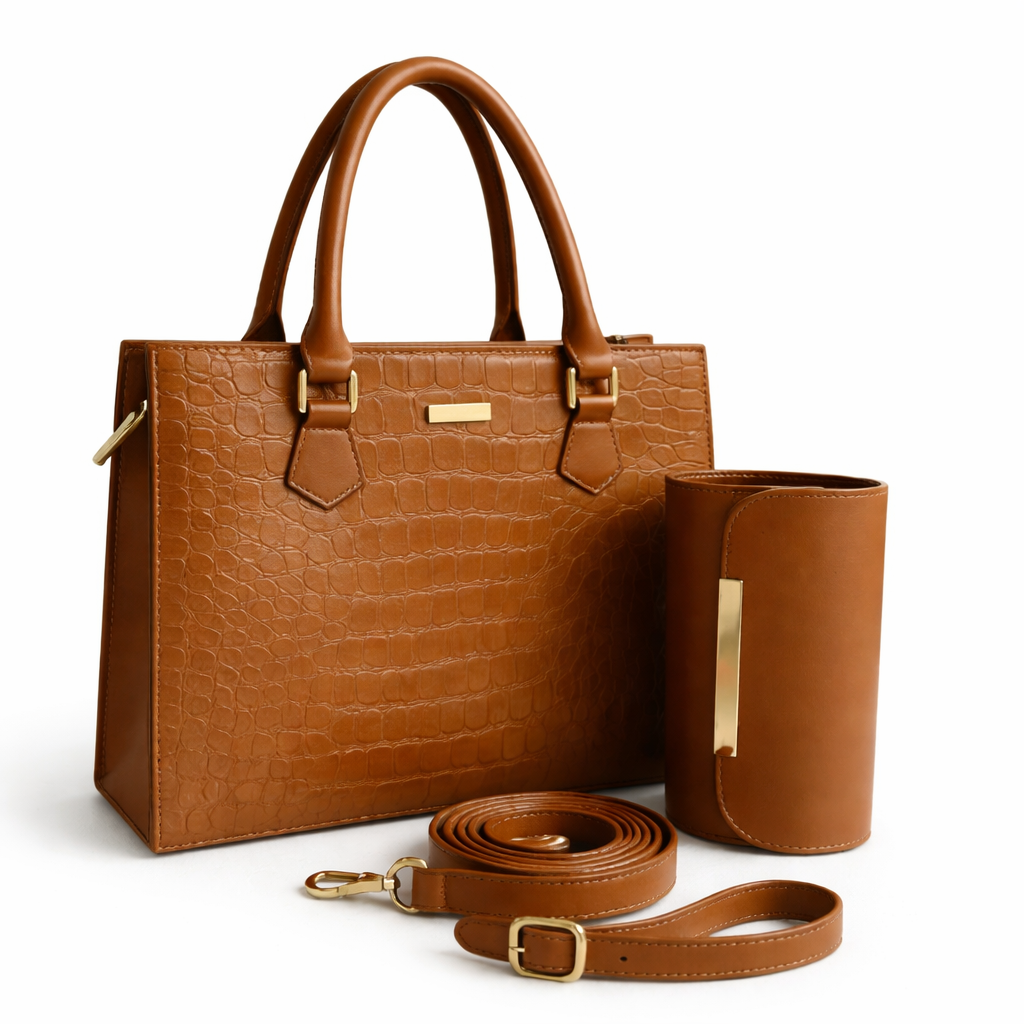 Emerald Croc Duo Caramel Brown