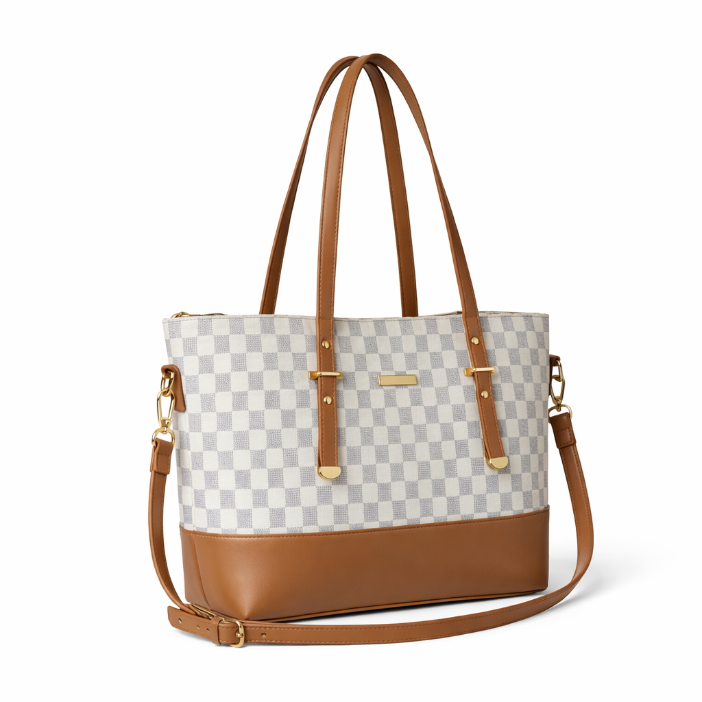 Checkered Tote Shoulder Bag