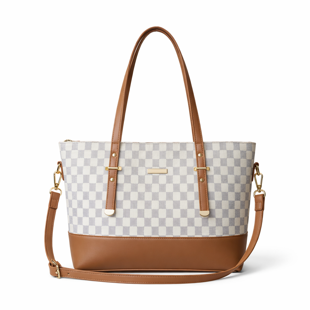 Checkered Tote Shoulder Bag