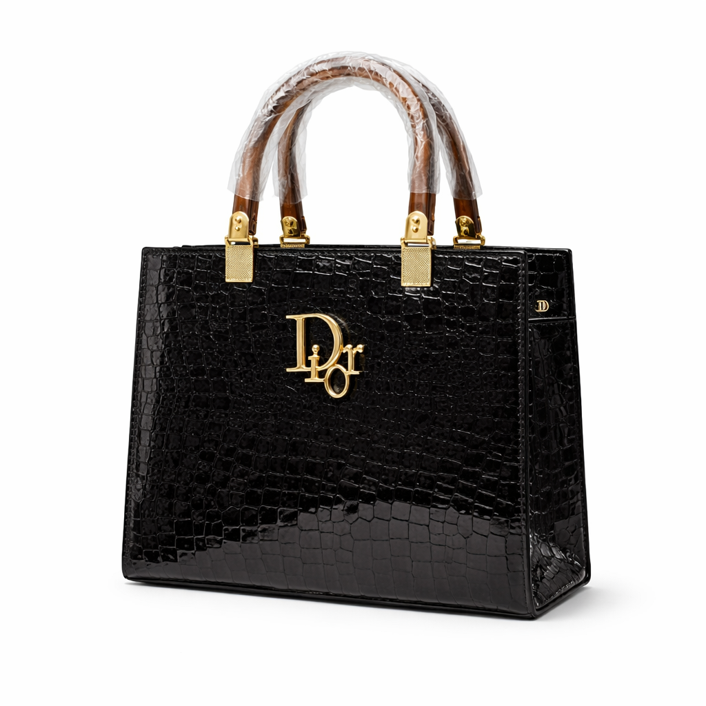 Croc Embossed Structured Tote Bag