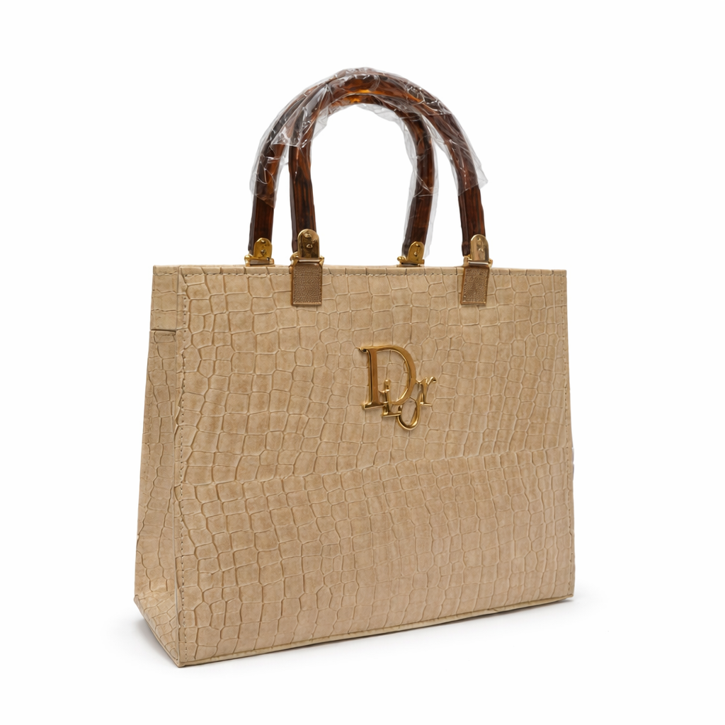 Croc Embossed Structured Tote Bag