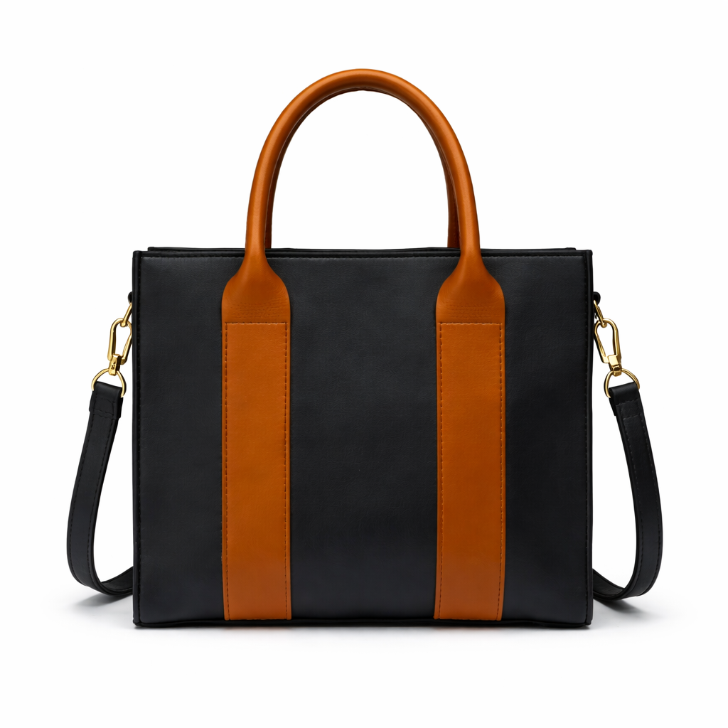 Classic Two-Tone Structured Tote Bag